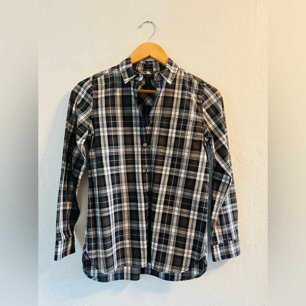 JCREW Plaid Tartan Preppy Button Down Top 100% Cotton